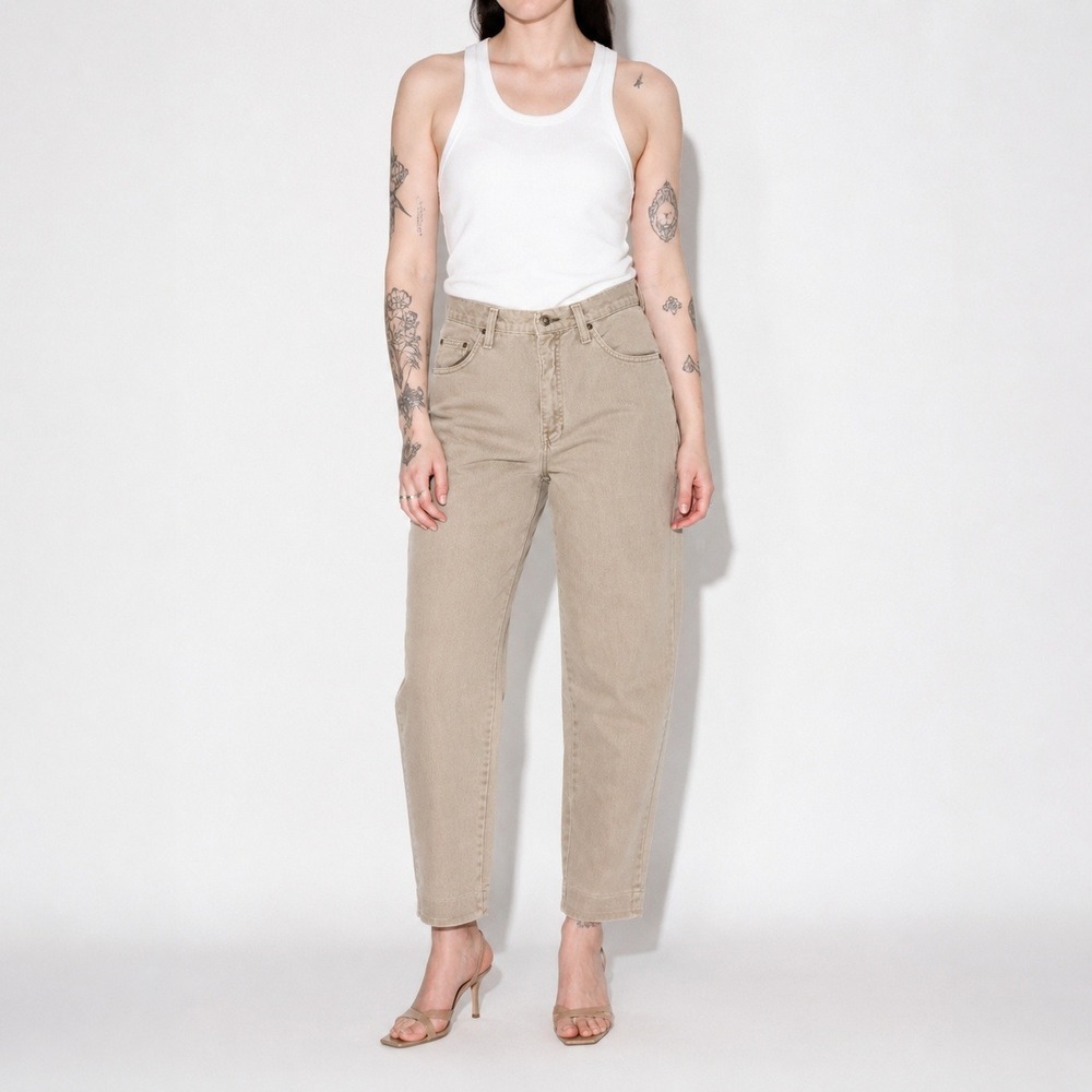 90s Vintage Greige Ankle Jeans Womens 8 Tan Darted High Waist Neutral Denim EXP